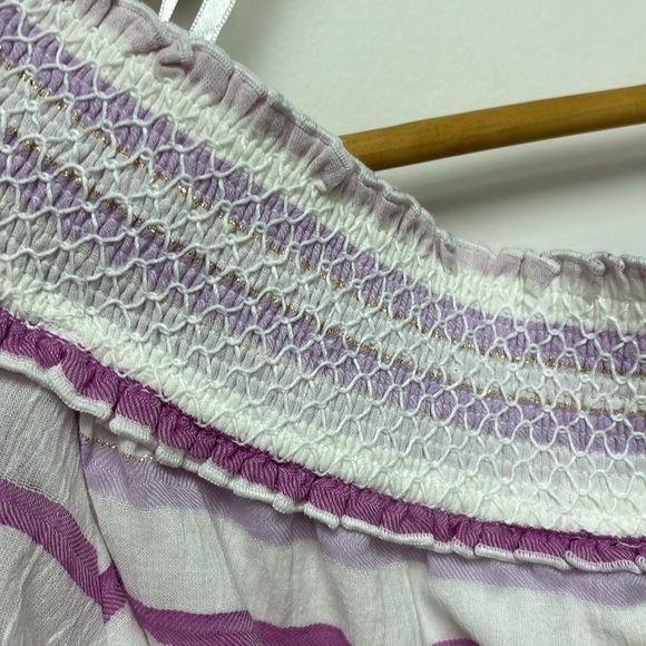 NWT LANE BRYANT SMOCKED OFF THE SHOULDER TOP 18/20 pink, white and purple color - Picture 12 of 12